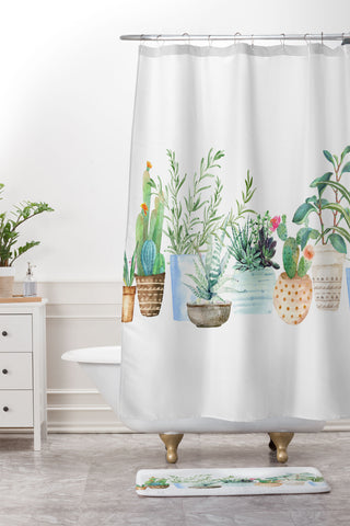 Nadja Plants I Shower Curtain And Mat