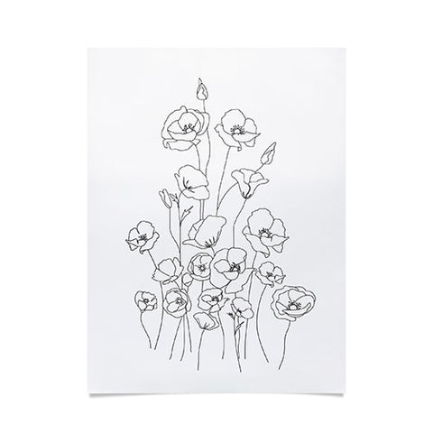 Nadja Poppy Flowers Line Art Poster
