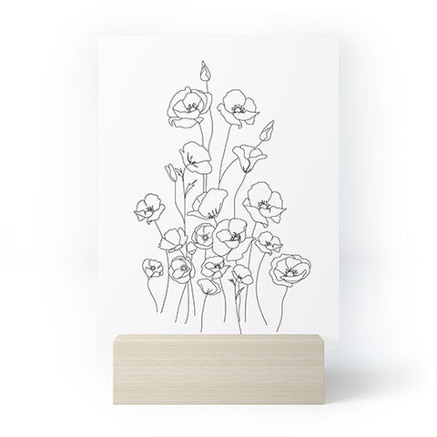 Nadja Poppy Flowers Line Art Mini Art Print