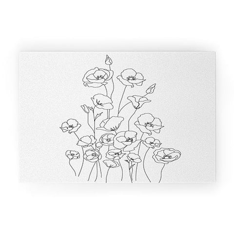 Nadja Poppy Flowers Line Art Welcome Mat