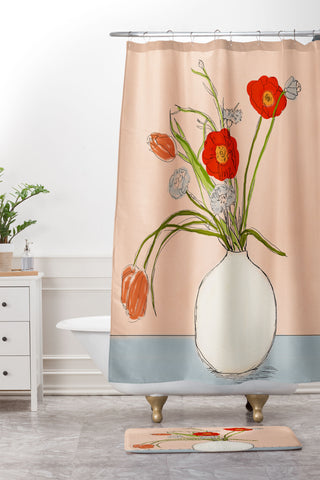Nadja Spring Bouquet Uplifting Shower Curtain And Mat
