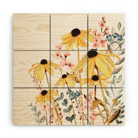 Nadja Summer Flowers I Wood Wall Mural