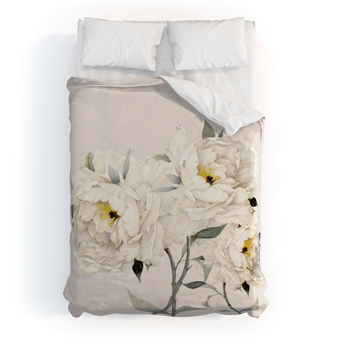 Nadja White Peonies Duvet Cover