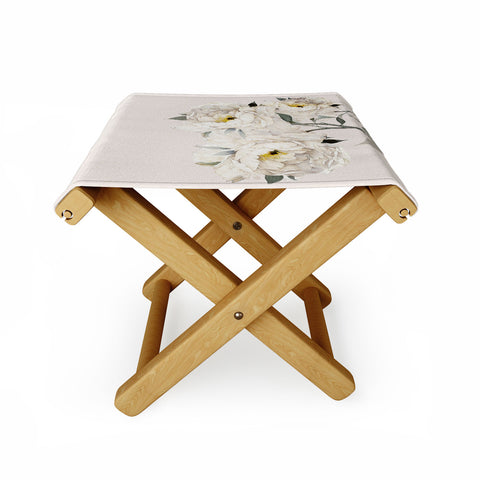 Nadja White Peonies Folding Stool