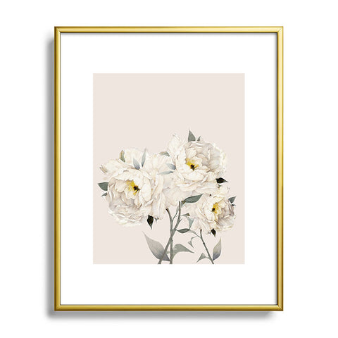 Nadja White Peonies Metal Framed Art Print