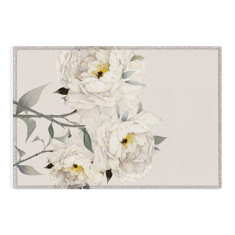 Nadja White Peonies Outdoor Rug