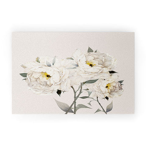 Nadja White Peonies Welcome Mat