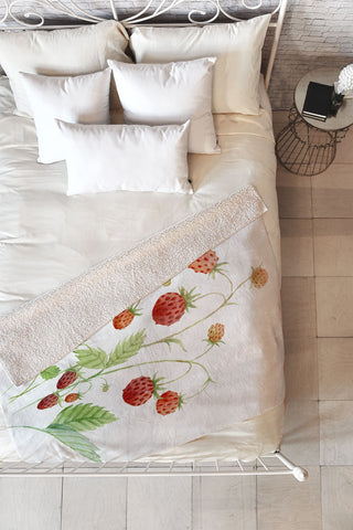 Nadja Wild Strawberries Fleece Throw Blanket