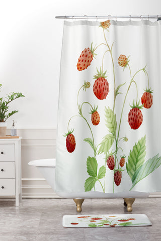 Nadja Wild Strawberries Shower Curtain And Mat