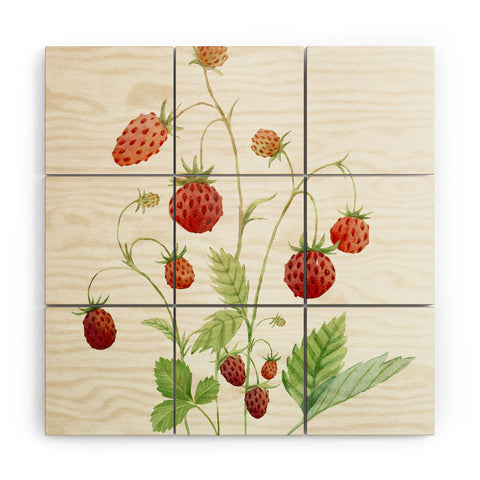 Nadja Wild Strawberries Wood Wall Mural
