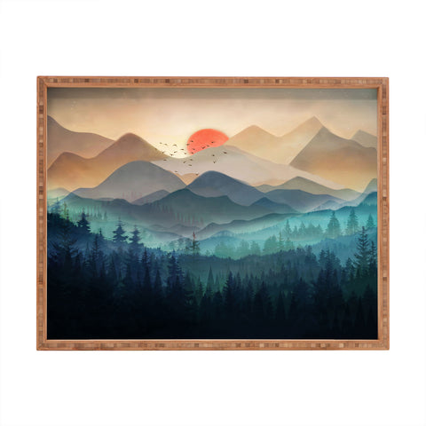 Nadja Wilderness Becomes Alive at Night Rectangular Tray