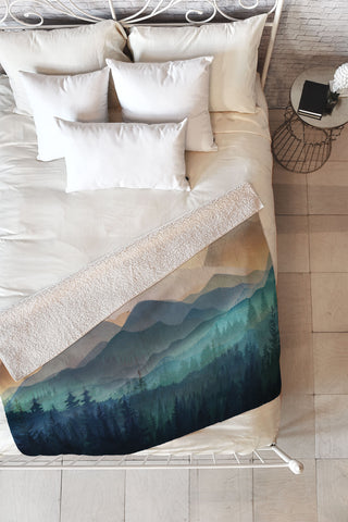 Nadja Wilderness Becomes Alive at Night Fleece Throw Blanket