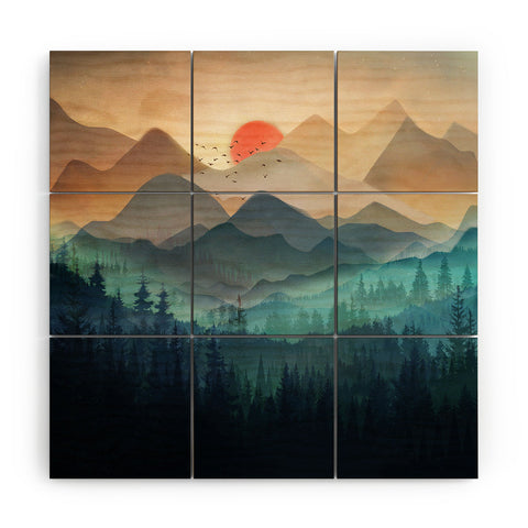 Nadja Wilderness Becomes Alive at Night Wood Wall Mural