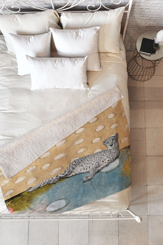 Natalie Baca Abstract Cheetah Fleece Throw Blanket