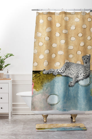 Natalie Baca Abstract Cheetah Shower Curtain And Mat