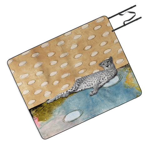 Natalie Baca Abstract Cheetah Picnic Blanket