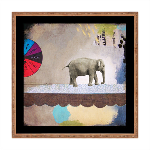 Natalie Baca Abstract Circus Elephant Square Tray