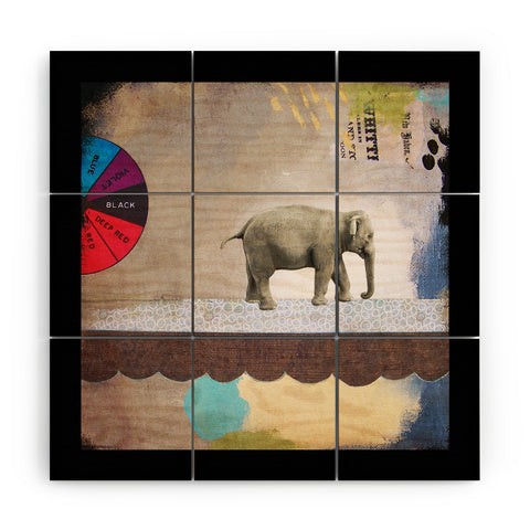 Natalie Baca Abstract Circus Elephant Wood Wall Mural