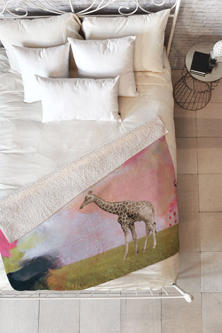 Natalie Baca Abstract Giraffe Fleece Throw Blanket
