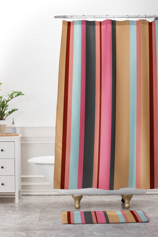 Natalie Baca Baja Mexicali Stripe Shower Curtain And Mat