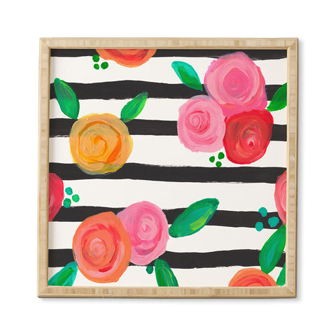 Natalie Baca Black Stripes and Blooms Framed Wall Art