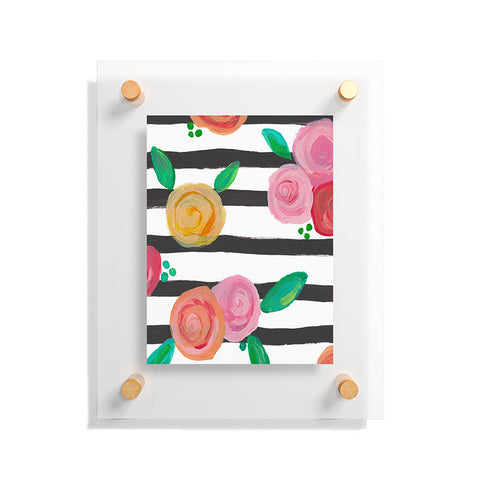 Natalie Baca Black Stripes and Blooms Floating Acrylic Print