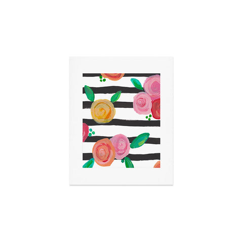 Natalie Baca Black Stripes and Blooms Art Print
