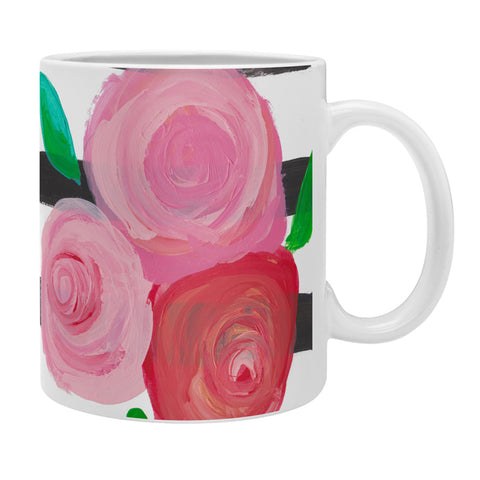 Natalie Baca Black Stripes and Blooms Coffee Mug
