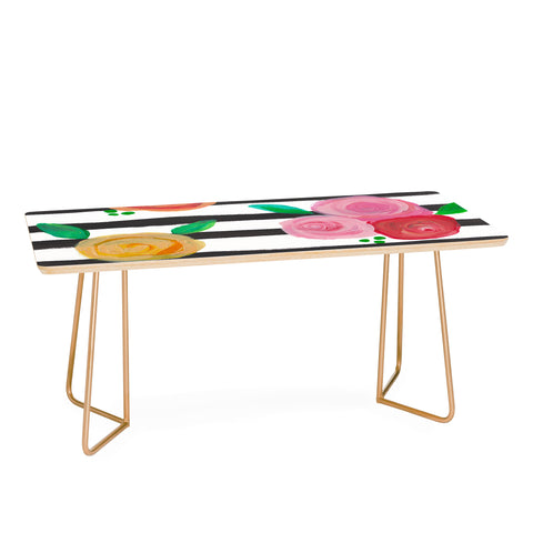 Natalie Baca Black Stripes and Blooms Coffee Table
