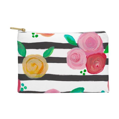 Natalie Baca Black Stripes and Blooms Pouch