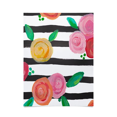 Natalie Baca Black Stripes and Blooms Poster