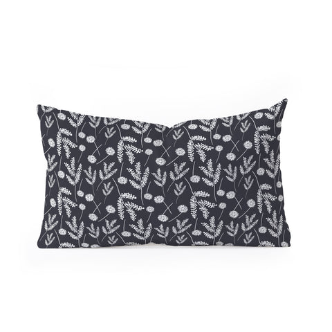 Natalie Baca Clover and Dandelion Navy Oblong Throw Pillow