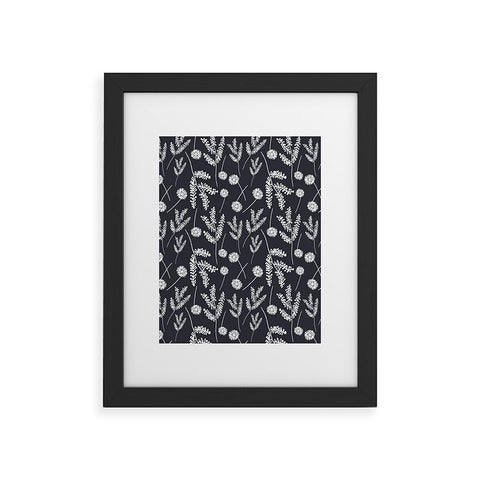 Natalie Baca Clover and Dandelion Navy Framed Art Print