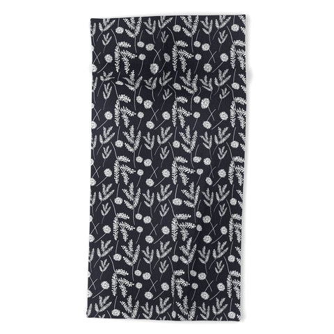 Natalie Baca Clover and Dandelion Navy Beach Towel