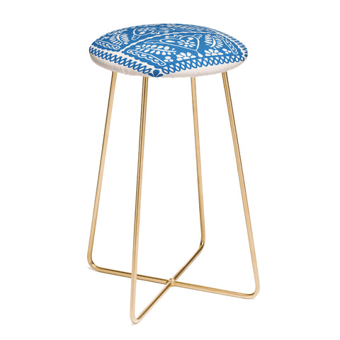 Natalie Baca Fiesta de Corazon in Blue Counter Stool