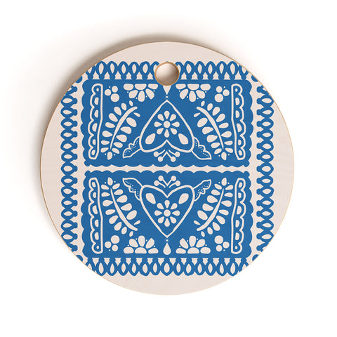 Natalie Baca Fiesta de Corazon in Blue Cutting Board Round