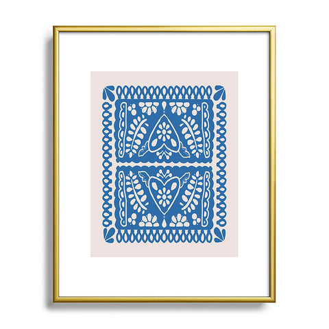 Natalie Baca Fiesta de Corazon in Blue Metal Framed Art Print
