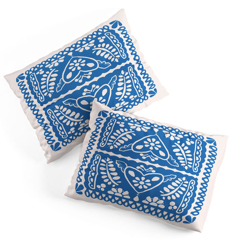 Natalie Baca Fiesta de Corazon in Blue Pillow Shams