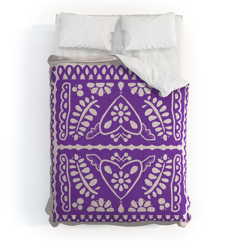 Natalie Baca Fiesta de Corazon in Purple Comforter