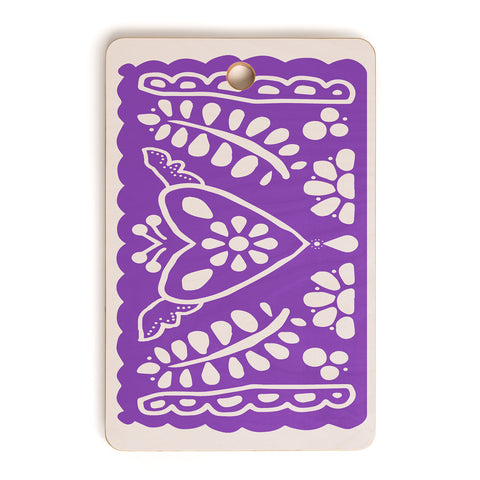 Natalie Baca Fiesta de Corazon in Purple Cutting Board Rectangle