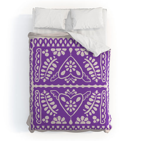Natalie Baca Fiesta de Corazon in Purple Duvet Cover
