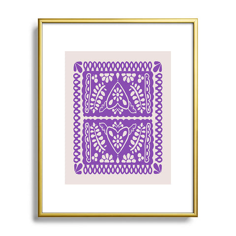 Natalie Baca Fiesta de Corazon in Purple Metal Framed Art Print