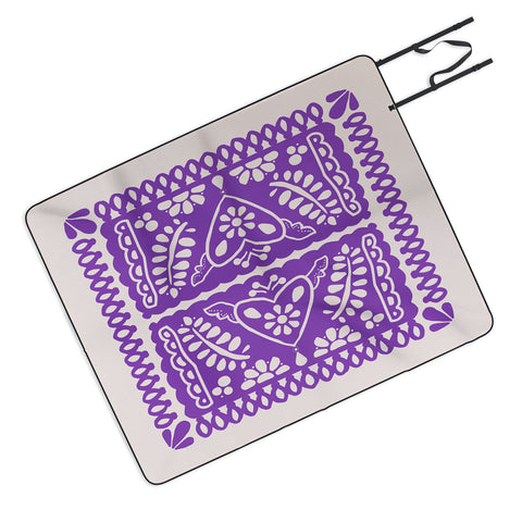 Natalie Baca Fiesta de Corazon in Purple Picnic Blanket