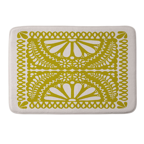 Natalie Baca Fiesta De Flores In Olive Memory Foam Bath Mat