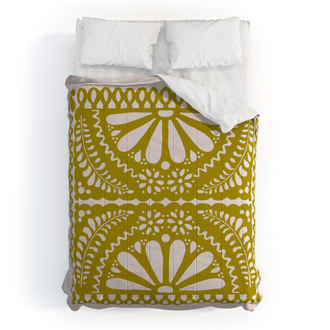Natalie Baca Fiesta De Flores In Olive Comforter