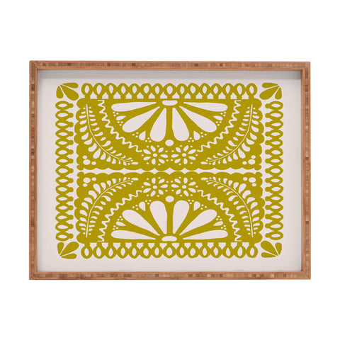 Natalie Baca Fiesta De Flores In Olive Rectangular Tray