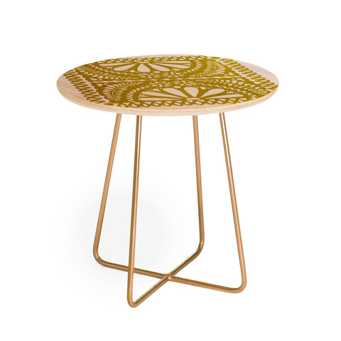 Natalie Baca Fiesta De Flores In Olive Round Side Table