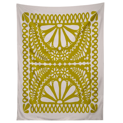 Natalie Baca Fiesta De Flores In Olive Tapestry