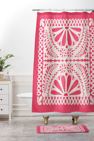 Natalie Baca Fiesta De Flores in Pink Shower Curtain And Mat