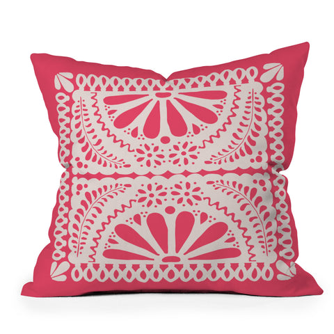 Natalie Baca Fiesta De Flores in Pink Throw Pillow